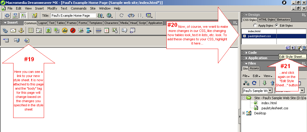 Visual tutorial - CSS in Dreamweaver MX - 7