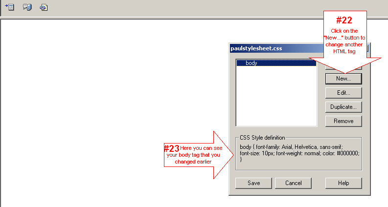 Eight screenshot - DW MX Cascading Style Sheets tutorial