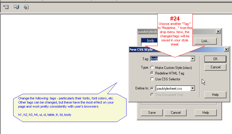 Cascading Style sheet tutorial - Dreamweaver MX tutorial